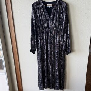 ba&sh Black Metallic Long Sleeve Dress
